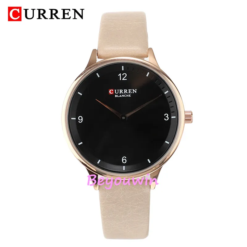 50 шт./лот curren 9039 роскошные женские белые часы с кожаным циферблатом кварцевые