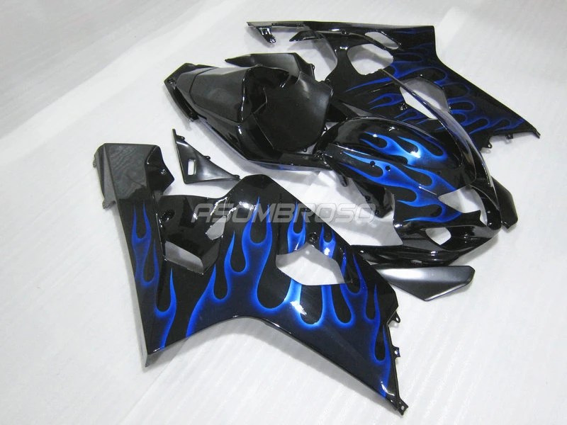 Motorcycle Fairings kit For Suzuki 2004 2005 GSXR600 GSX R750 ABS Fairing kits GSXR750 04 05 blue flames aftermarket bodywork | Автомобили
