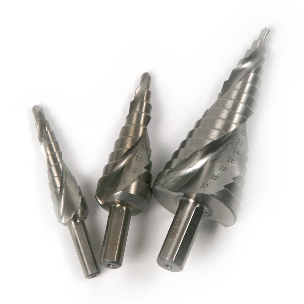3 шт. HSS6542 M2 Стальной Спиральный паз unibit Step Drill Bit set Метрическая нержавеющая сталь