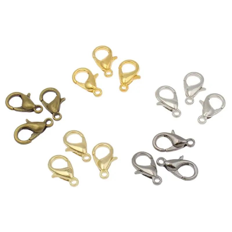 Защелки-лобстеры 100 шт. позолоченные и посеребренные клипсы для ювелирных