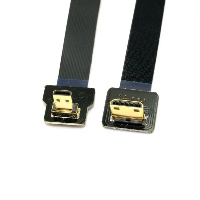 Новый 90 градусов вверх угловой FPV микро HDMI папа мини лента FPC плоский кабель 30 см 50