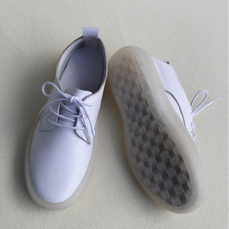 Женские туфли на платформе шнуровке из 100% натуральной кожи плоской прозрачной