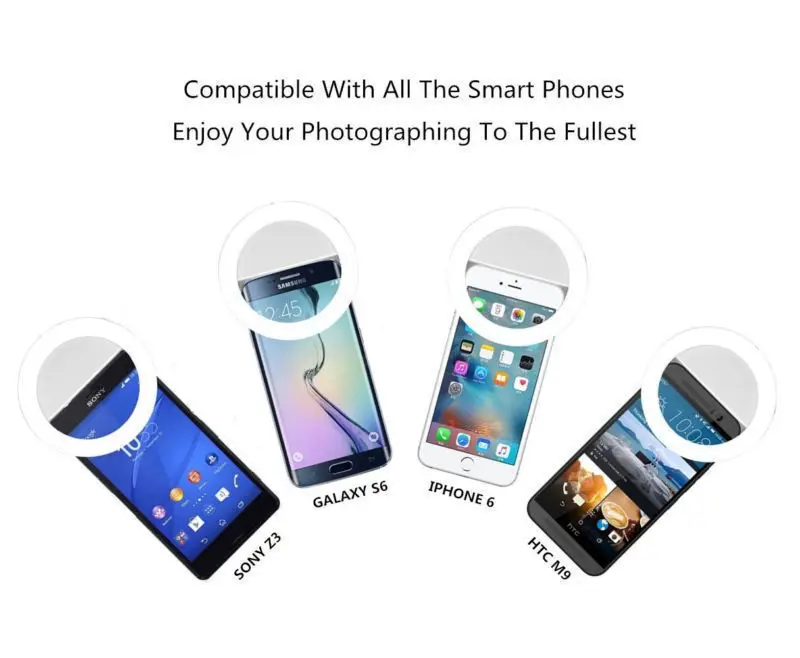 USB зарядка светодиодный Selfie кольцевой свет для iPhone дополнительная подсветка Ночная тьма селфи улучшение для телефона заполняющий свет