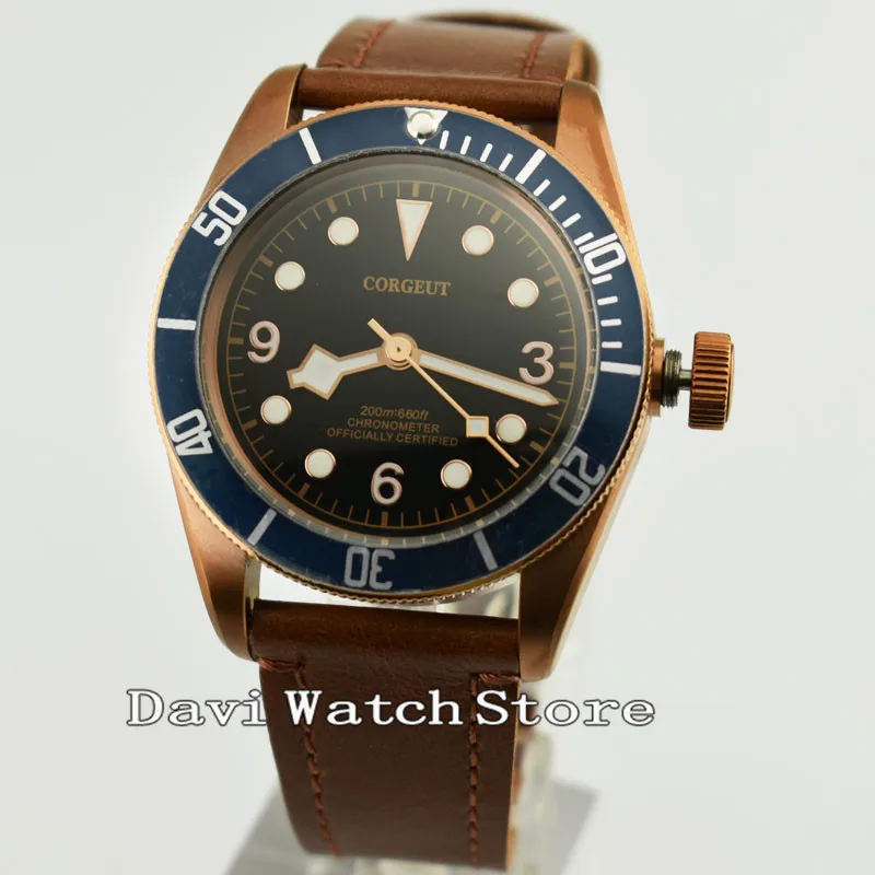 

41mm Black/Blue Dial Blue bezel Bronze plating case Automatic Men's Watch 2638