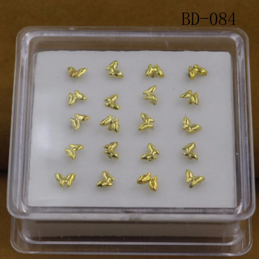 20ps Free Delivery Jewelry Nose Studs Plating 18 K New Butterfly Nail Contracted Smooth &amp | Украшения и аксессуары
