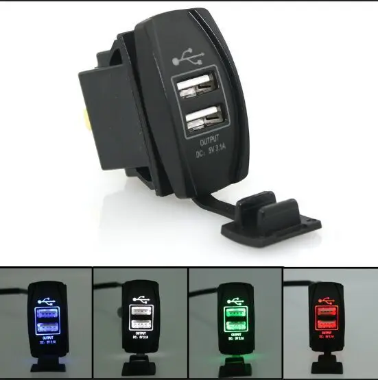 Автомобиль Мотоцикл Зарядное устройство адаптер розетка Splitter 12-24 В двойной USB 5