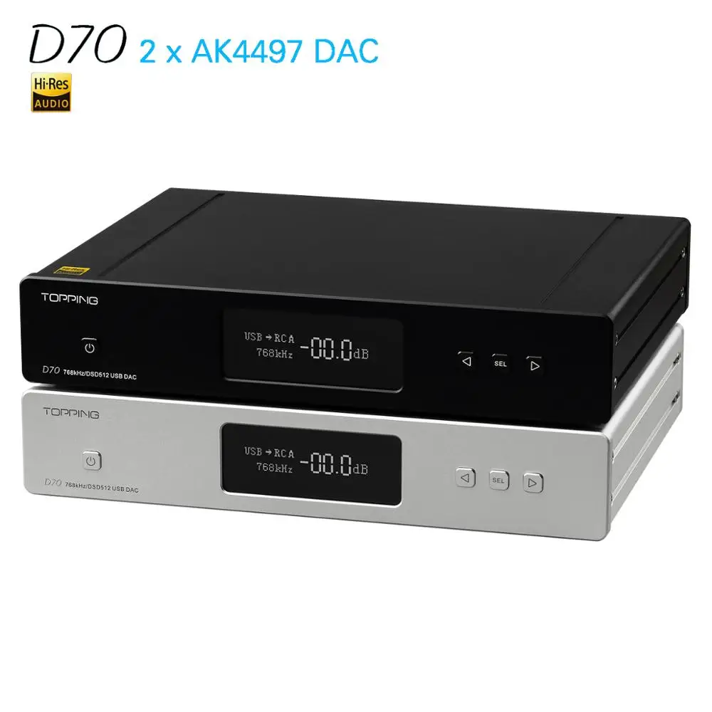 Новый Настольный декодер TOPPING D70 AK4497 * 2 AK4118 USB DAC XMOS аудио DSD512 32 бит 768 кГц поддержка