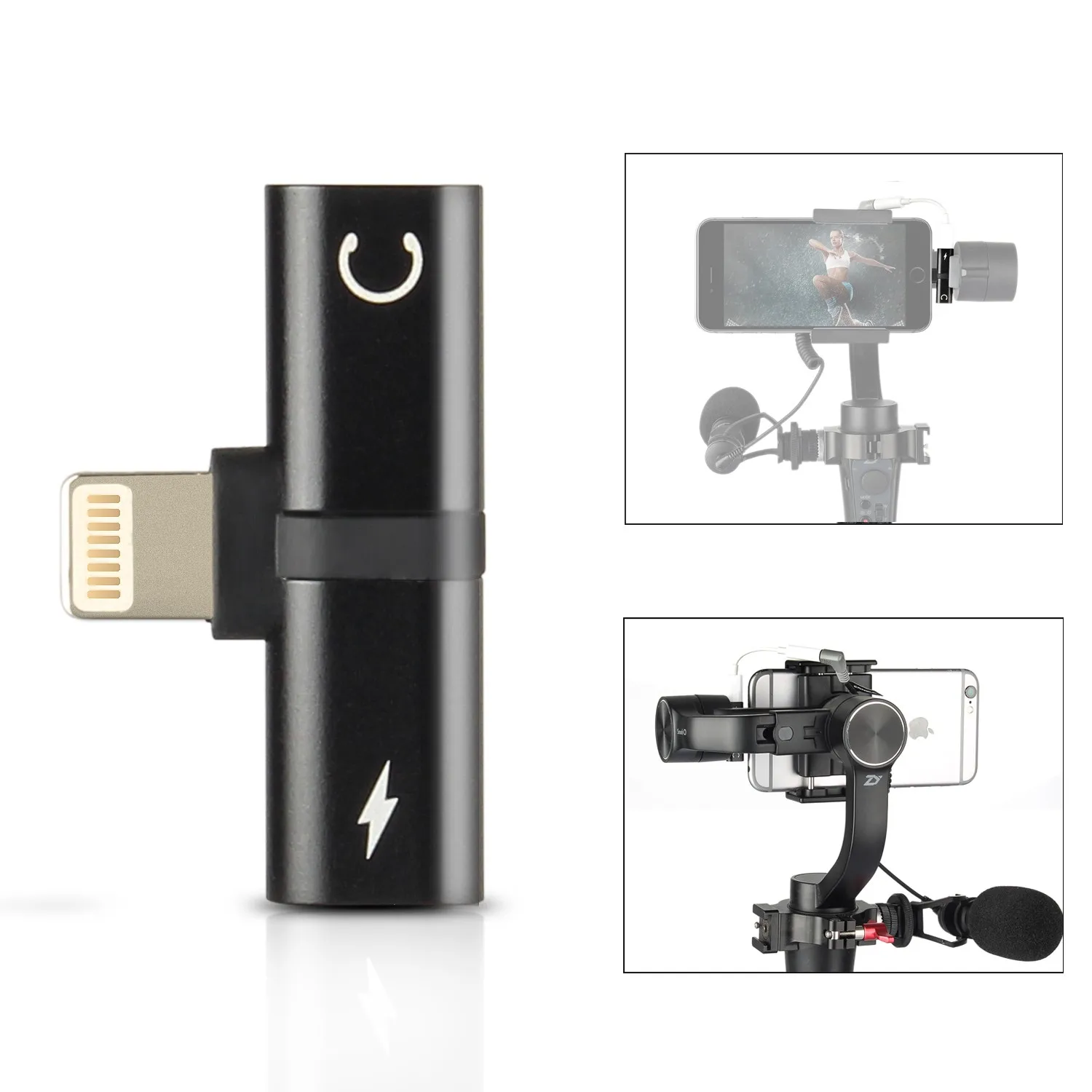 Адаптер Lighting Port EACHSHOT 2в1 для микрофона прикрепленного к кардану например Zhiyun Smooth Q