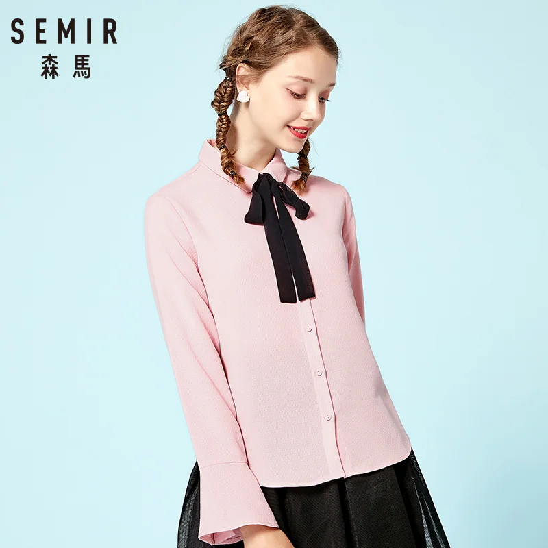 SEMIR Осень элегантная блуза с длинным рукавом Женские рубашки Карьера воротник