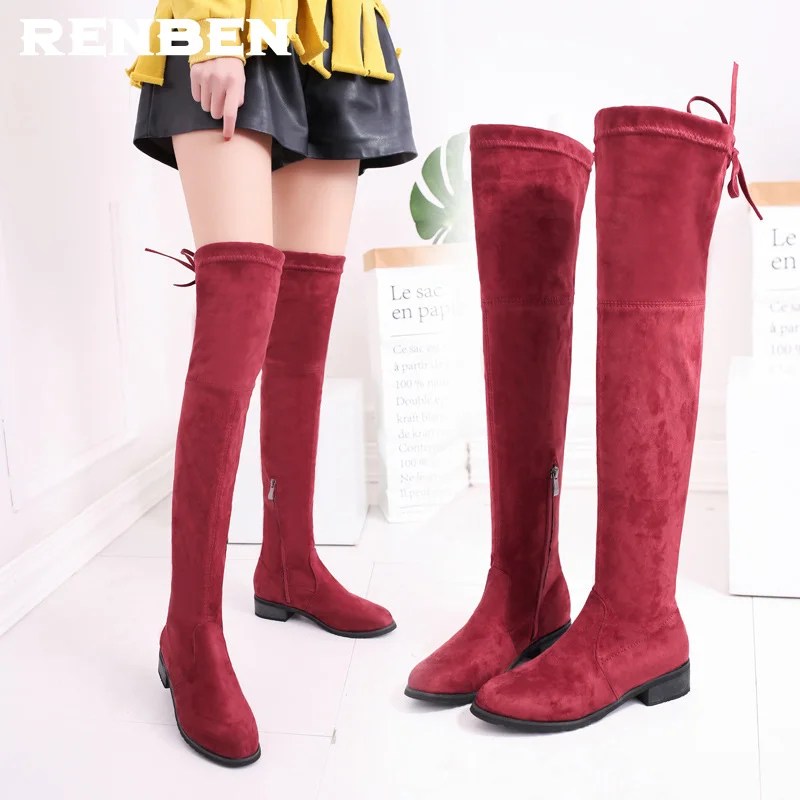 

Stretch Womens Thigh High Boots Sexy Over the Knee Boots Round Toe High Heel Long Boots Black Gray with Zipper