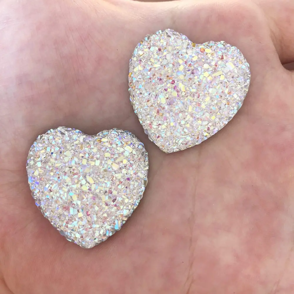 4 шт. Стразы AB из смолы 30 мм Hlaf Ore Heart/FlatBack свадебные пуговицы F283|Стразы| |