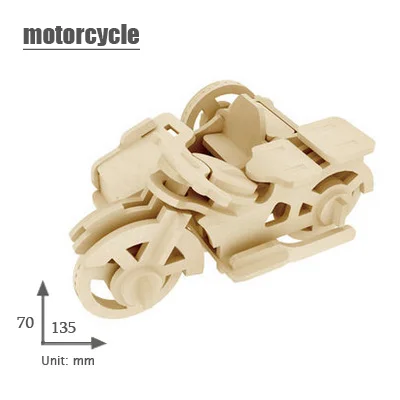 Motorcycle 3d трехмерные деревянные пазлы с животными игрушки для Детский Набор для творчества ручная работа деревянные пазлы животные насекомые серии - Цвет: Motorcycle