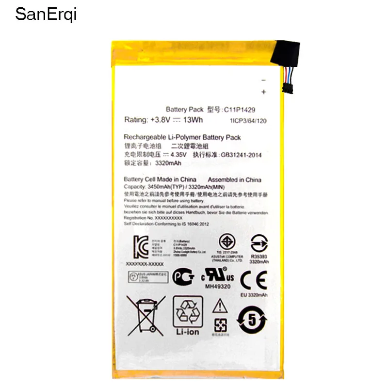 Аккумулятор c11p1429 3450 мАч для ASUS ZENPAD C 7 0 c7.0 Z170MG Z710CG Z710C P01Z|Аккумуляторы мобильных