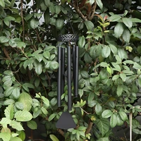 metal aluminum wind bell chimes hanging home decoration crafts for birthday party as a gift for your friends m001 black