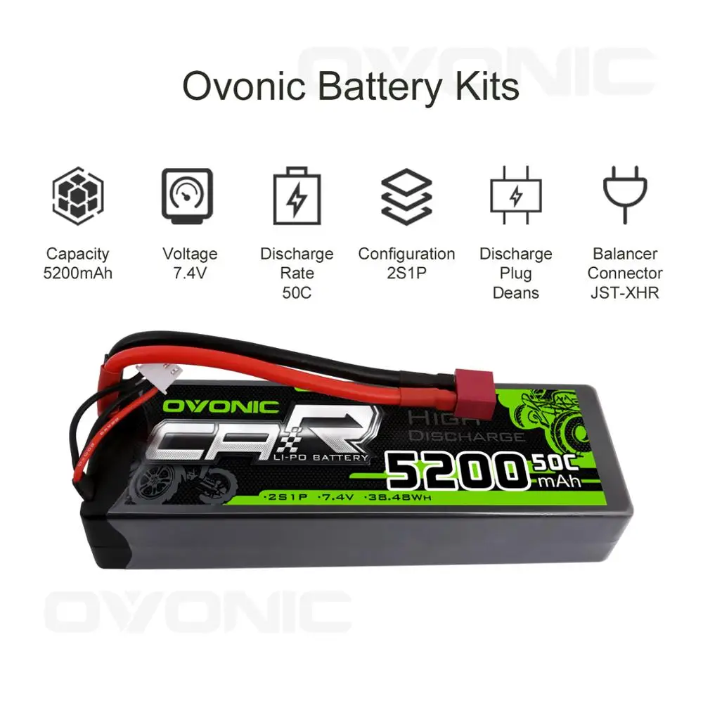 OVONIC 5200 mAh LiPo батарея S 7 4 V Жесткая Коробка 1/10 1/8 RC автомобиль | Игрушки и хобби
