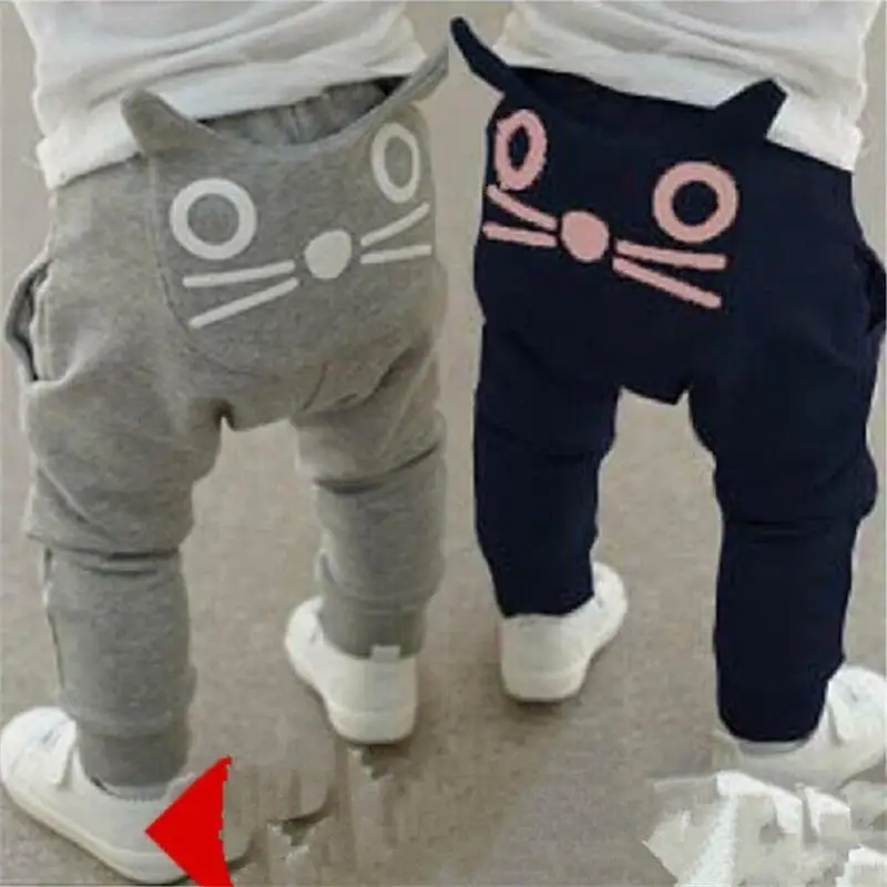 

Retail hot sale spring and autumn kids clothing boys girls harem pants cotton owl trousers baby pants