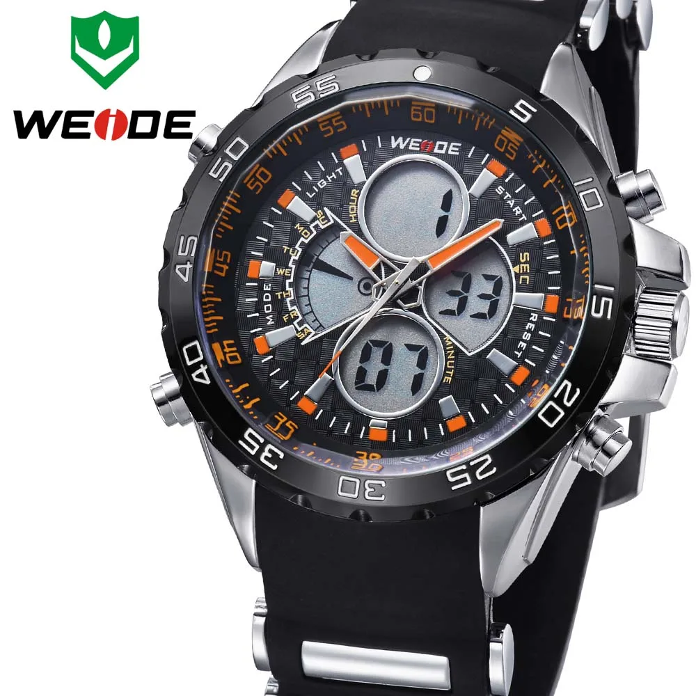 orange Weide оригинальные мужские противоударные водонепроницаемые электронные часы, кварцевые мужские спортивные часы с ЖК-дисплеем, хронограф, белые, relogio automatico masculin - Цвет: orange