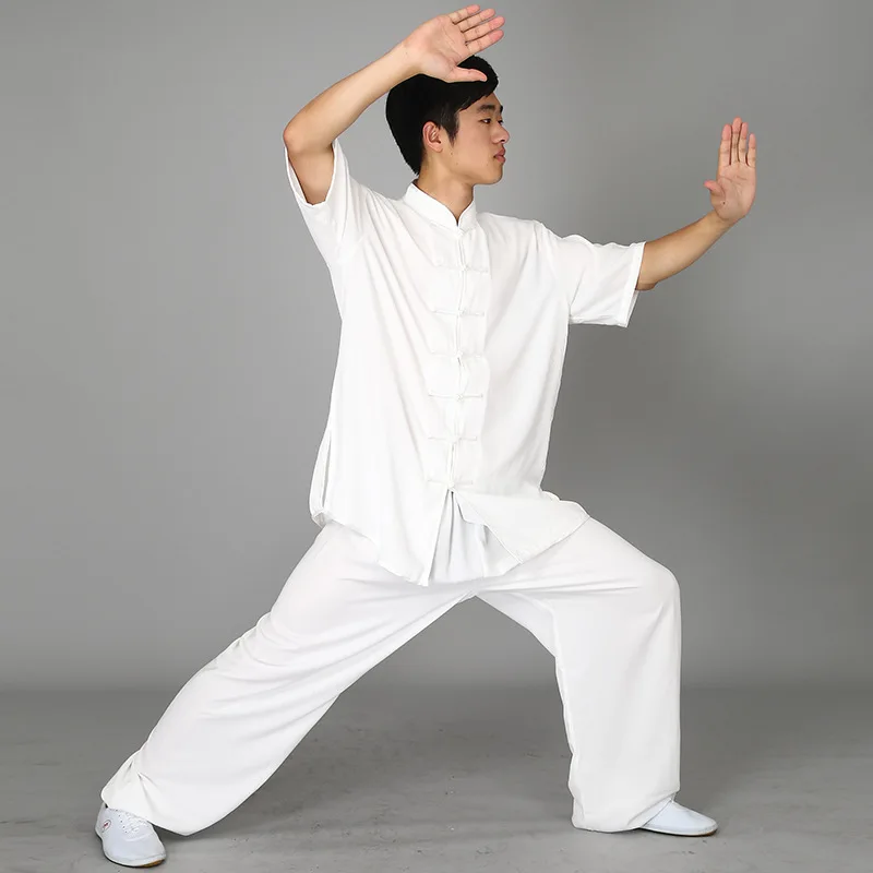 White short sleeved Новая Tenue кунг-фу одежда для ушу шаолиньский костюм форма для кунгфу традиционное китайское платье для мужчин боевое искусство Дракон одежда для женщин Uomo - Цвет: White short sleeved