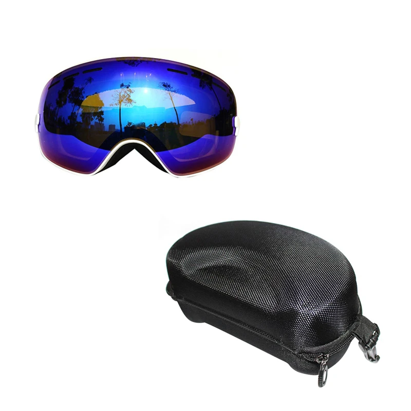 White and Box COPOZZ Ski Goggles with Lens and Box Case Ski Mask UV400 Anti-fog Snow Goggles Big Spherical Skiing Snowboarding for Men Women - Цвет: White and Box