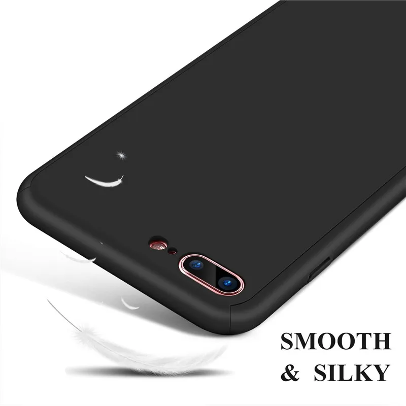 360 градусов полное покрытие PC Чехлы для iPhone 5 5S SE X 6 6s 8 Plus чехол из закаленного