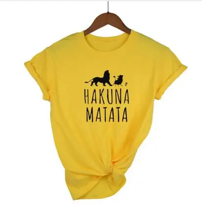 Новинка женская футболка с изображением Льва HAkUNA MATATA принт музыкальными буквами