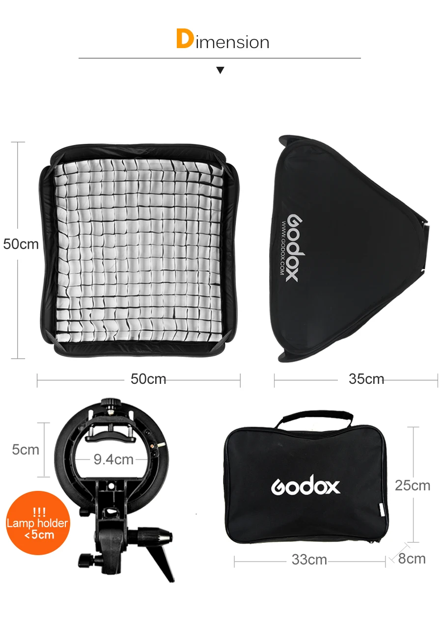 Godox 40x40 см 50x50 см 60x60 см 80x80 см+ S Тип Кронштейн+ сотовая сетка регулируемая вспышка софтбокс монтажный комплект для Speedlite