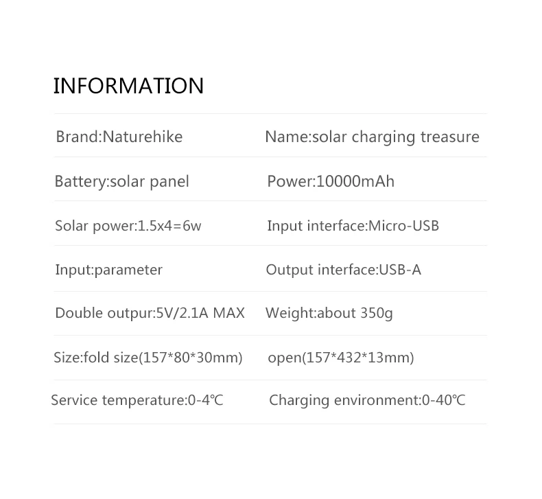 Naturehike 10000 mAh наружная Быстрая зарядка Солнечная Мобильная мощность большой емкости походный портативный складной солнечное зарядное устройство для сотового телефона