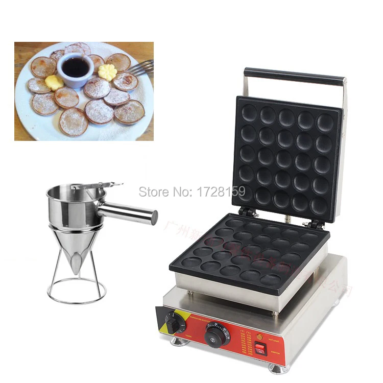 Harga Komersial Antilengket 110 V 220 V Listrik 25 Pcs Poffertje Mini Bahasa Belanda Pancake Mesin Pembuat Roti Dengan Adonan Dispenser