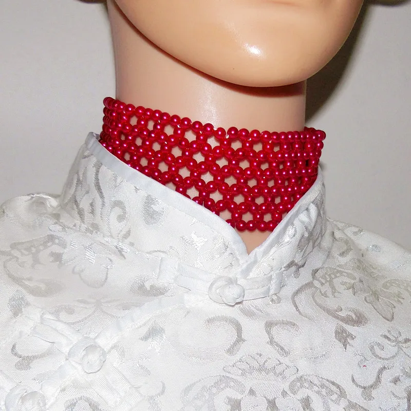 

(33cm pearl+10cm chain) New Autumn Winter Women Pearl Scarf O Ring Scarf Lovely Turtleneck Collar Elegant for Party Scarf