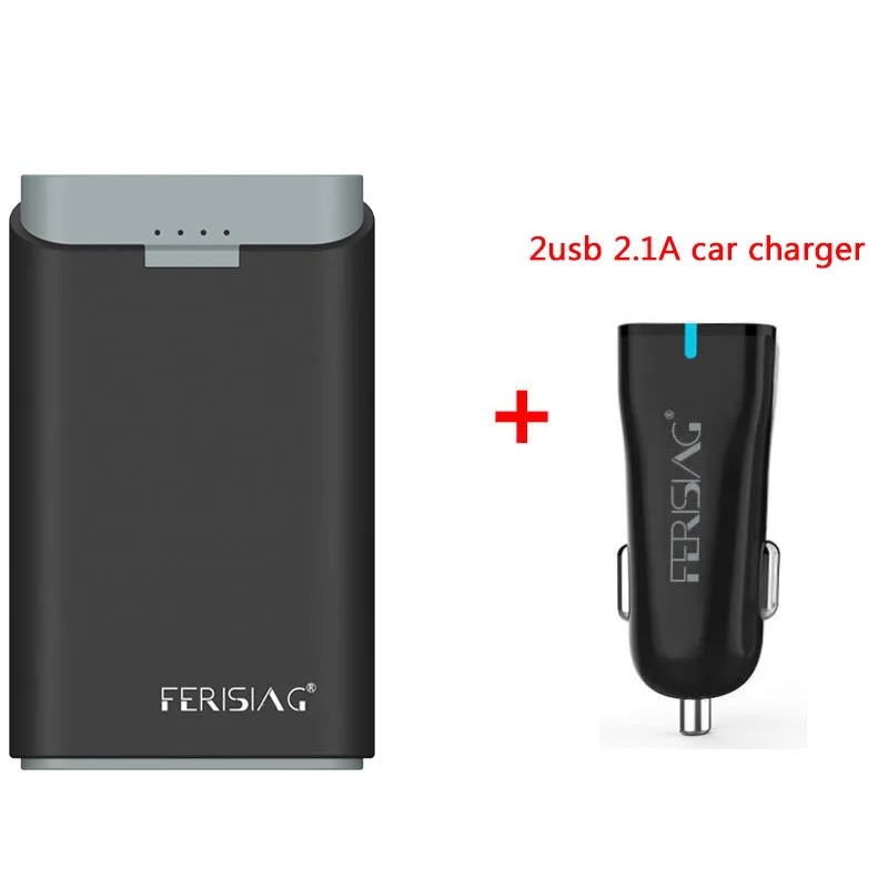 with car charger FERISING дизайн 7800 мАч Мини запасные аккумуляторы для телефонов внешний 18650 литиевых пакет батарея Портативный Pover банк - Цвет: with car charger