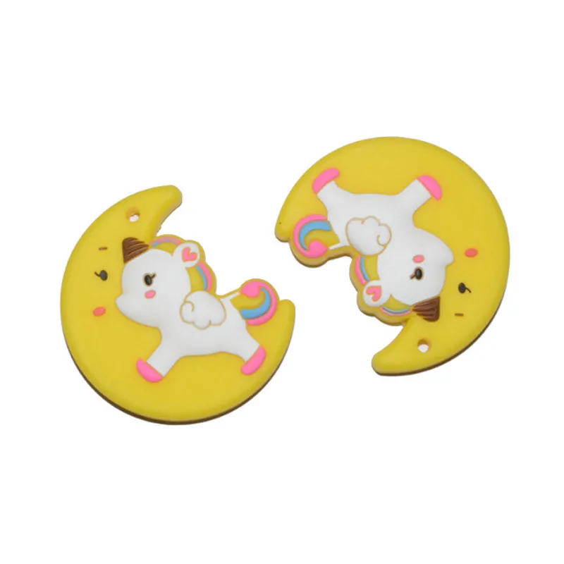 

1Pc Baby Teethers Moon Unicorn Silicone Teether BPA Free For DIY Baby Pacifier Chain Food Grade Silicone Beads Toy Pendant Gift