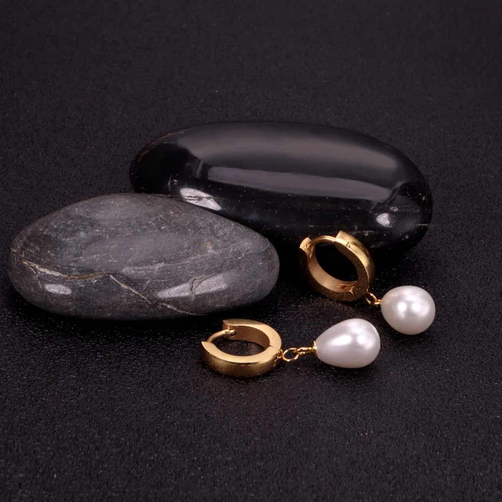 ASON стальные корейские массивные висячие серьги с искусственным жемчугом для