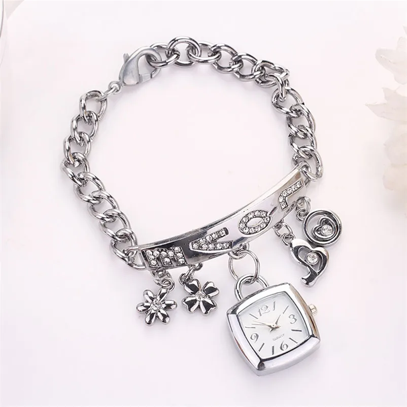 Silver Новинка, QMXD, многофункциональный браслет, женские часы из нержавеющей стали, браслет для девушек, модные часы для мужчин, подарок для женщин, ювелирное изделие - Цвет: Silver