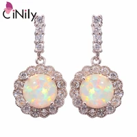 cinily creted white fire opal cubic zirconiasilver plated wholesale fashion jewelry for women wedding stud earrings 78 oh2738
