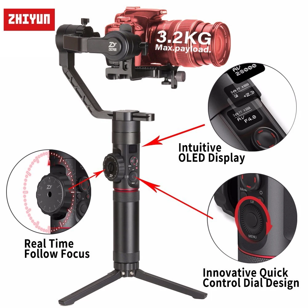 Zhiyun Crane 2 крана 2 3-осевой переносной карданный стабилизатор с TransMount мини двойная ручка для цифровой зеркальной камеры Canon Nikon Sony, Panasonic камеры