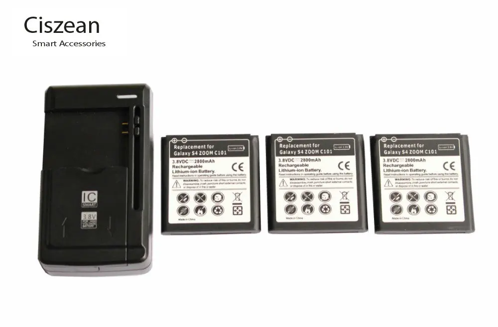 3x 2800mAh B740AC/K/E/U Replacement Battery + Wall Charger For Samsung Galaxy S4 Zoom C101 C1010 C105A C105 NXF1 NX3000 i939D | Мобильные