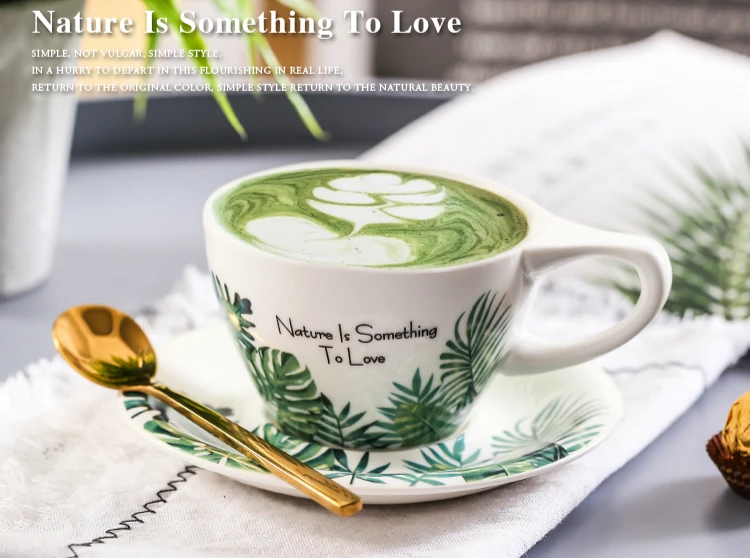 INS Hot Monstera Ceriman эспрессо чашка блюдце наборы латте капучино Tazas Итальянский кофе 300cc Copo Abacaxi Tasse свежие чашки