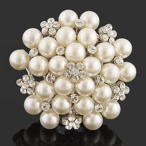 Блестящие Серебряные Цвет крем с искусственным жемчугом и украшенные стразами