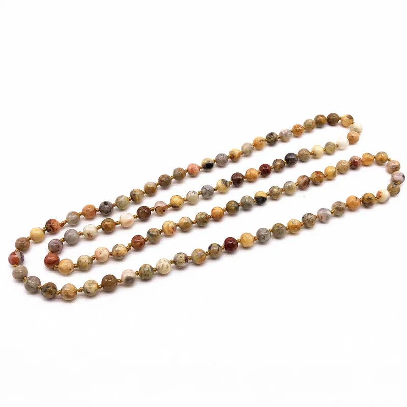 90 см длинное ожерелье 8 мм Crazy Agates бусы женское колье для девочек подарок девушки
