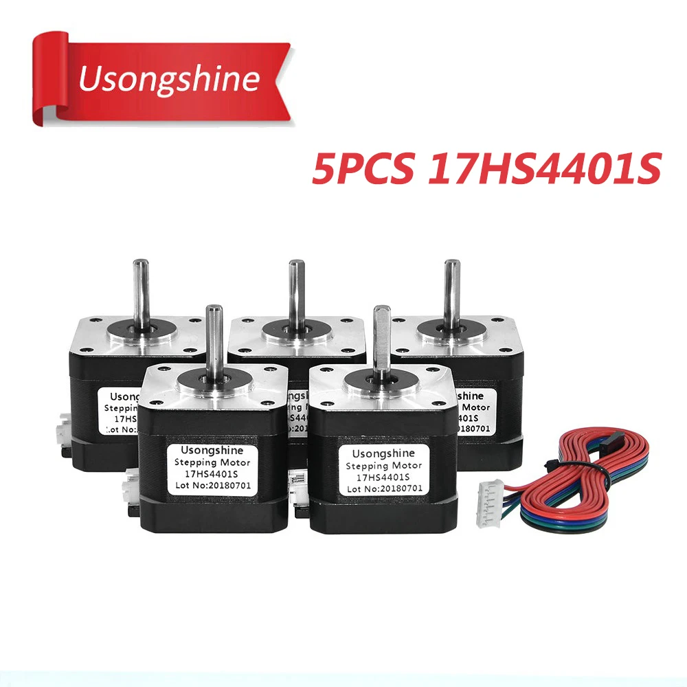 Usongshine 3D принтер 5 шт./лот 17HS4401S 4-свинец Nema17(Национальная ассоциация владельцев электротехнических предприятий) шаговый двигатель 42 двигатель 42bygh 1.5A(17HS4401S) для ЧПУ XYZ машины