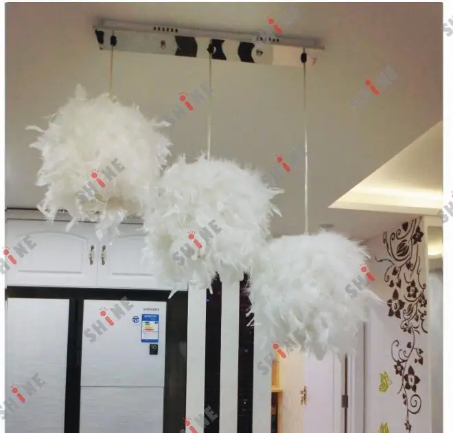 Белые садовые подвесные лампы с тремя головками светильники перьями для