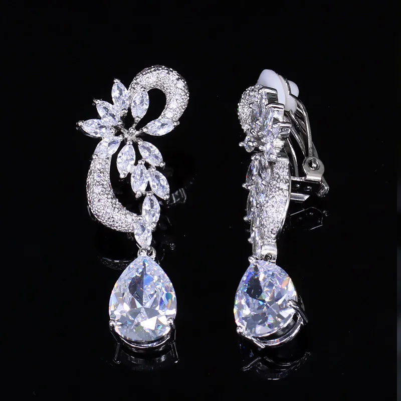 CWWZircons Винтажные Королевские Свадебные Серьги Клипсы без Прокалывания Уха с