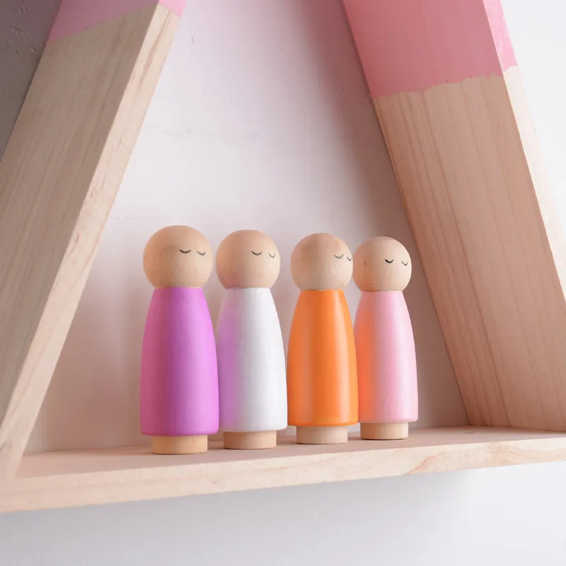 8 шт. детские игрушки деревянные блоки существ милые DIY колышки для кукол