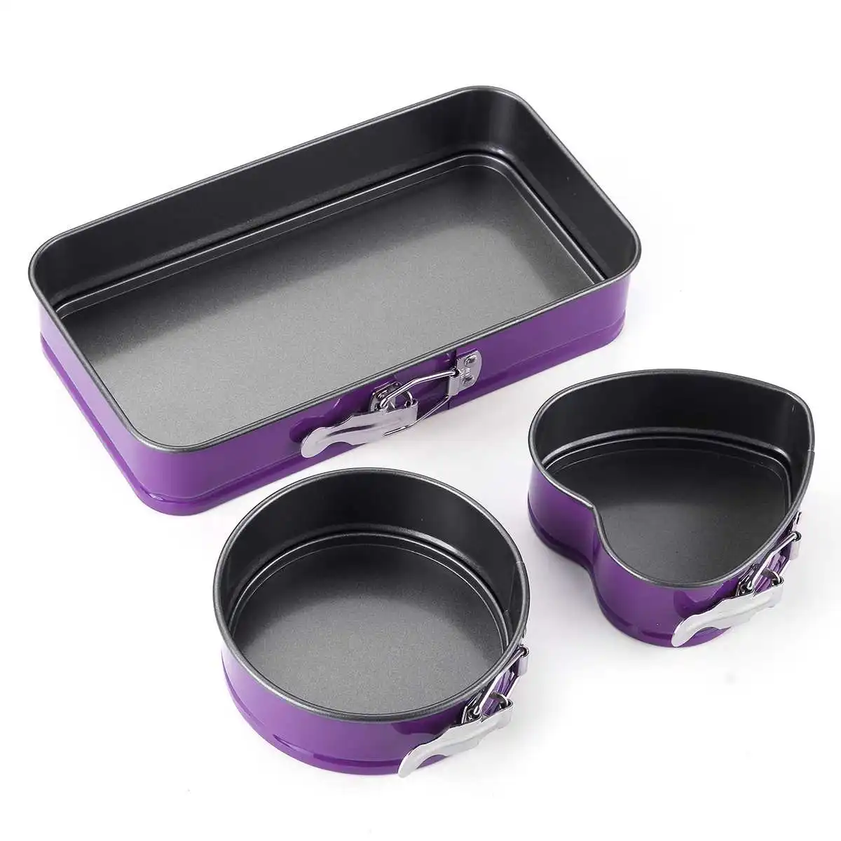 Purple Кухня DIY инструменты 3 шт./компл. с антипригарным покрытием съемное дно торт выпечки формы сердца круглый квадратная форма для выпечки - Цвет: Purple