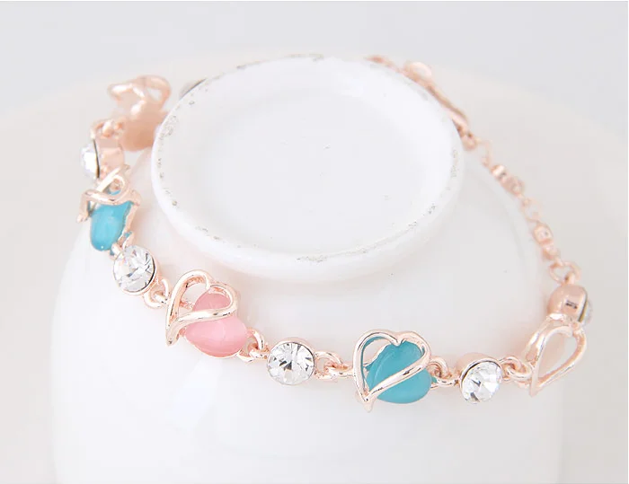Bohemia Trendy Mix Color Rhinestone Chain &amp Link Bracelets Gold-rose Charm for Girl Woman Fashion Personalized Jewelry | Украшения и