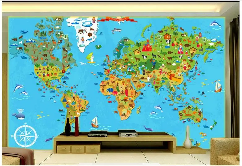 Индивидуальные 3d фотообои Настенные обои Детские Мультяшные животные