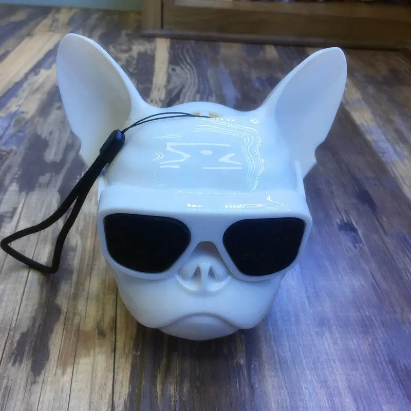 Модный беспроводной динамик Aerobull Dog Head Bluetooth 4,1 с ремешком бульдог, Bluetooth, HIFI сабвуфер, поддержка u-диска, TF карта - Цвет: Белый