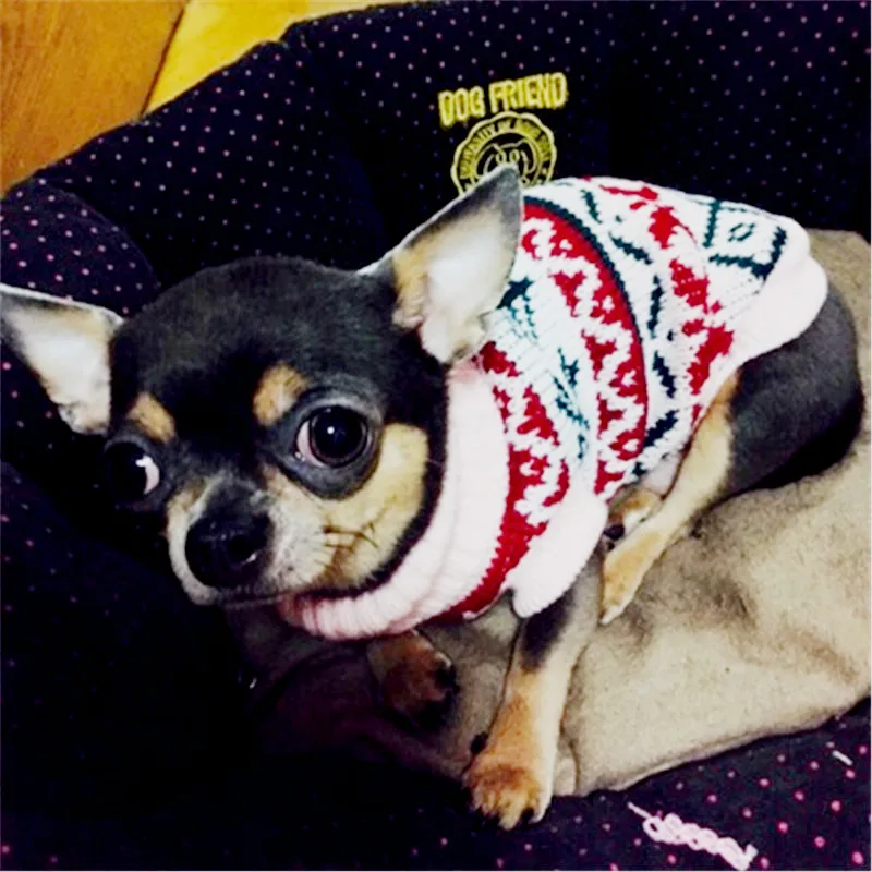 Cute Dog Cat Clothes Small Pet Sweater X-mas Snowflake Clothing Warm Puppy Coat Jacket Knitted Product For Yorkshire Terrier | Дом и сад