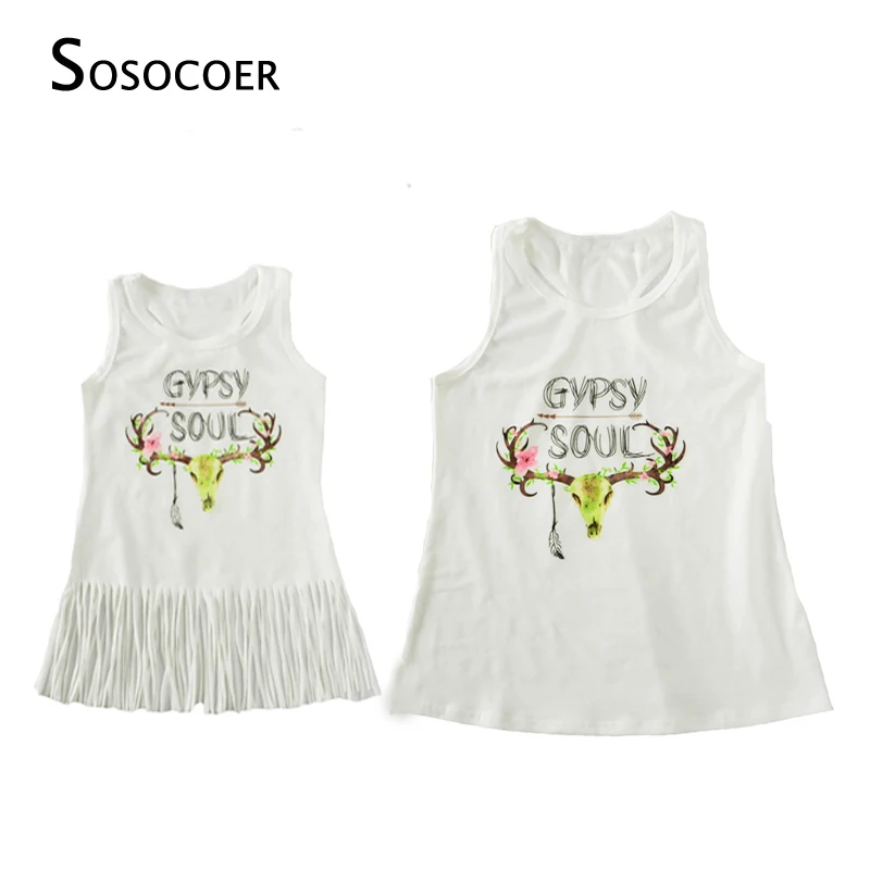 SOSOCOER/одинаковые платья для мамы и дочки платье с кисточками одежда всей семьи 2018