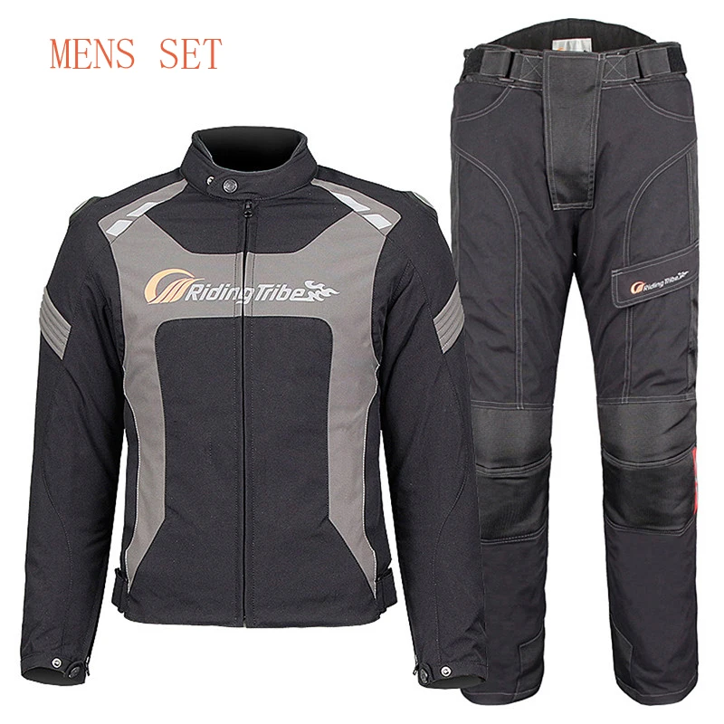 Mens-Gray Set Мотоциклетная куртка для мужчин и женщин ветрозащитная дышащая гоночная Защитная Экипировка Водонепроницаемая защитная одежда для пар одежда для верховой езды JK-56 - Цвет: Mens-Gray Set